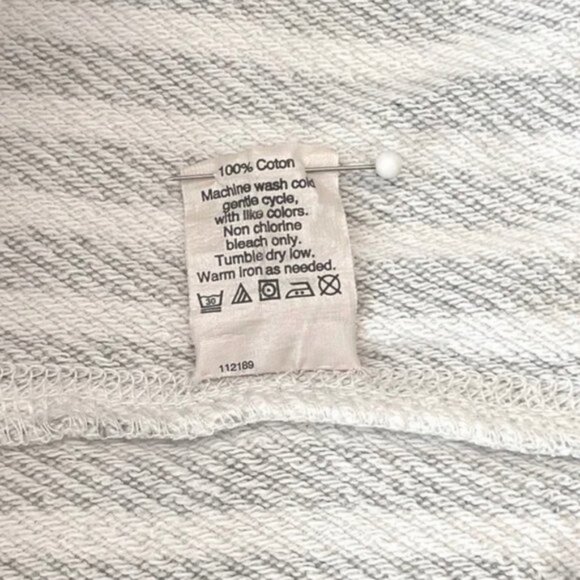 J. Crew gray and white striped hoodie sweatshirt with kangaroo pocket. Women's S - Picture 8 of 8